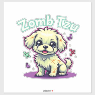 Adesivo Camiseta Oversized de Halloween Cachorro Zumbi Shi