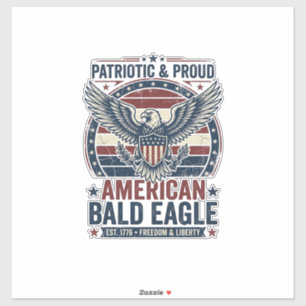 Adesivo Camiseta Patriótica Vintage Águia Careca Desgastad