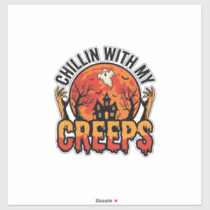Adesivo Camiseta Vintage de Halloween Chillin With My Cree