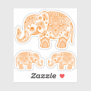 Adesivo Campo floral de elefante laranja