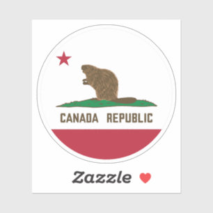 Adesivo Canadá República da Califórnia Flag Beaver