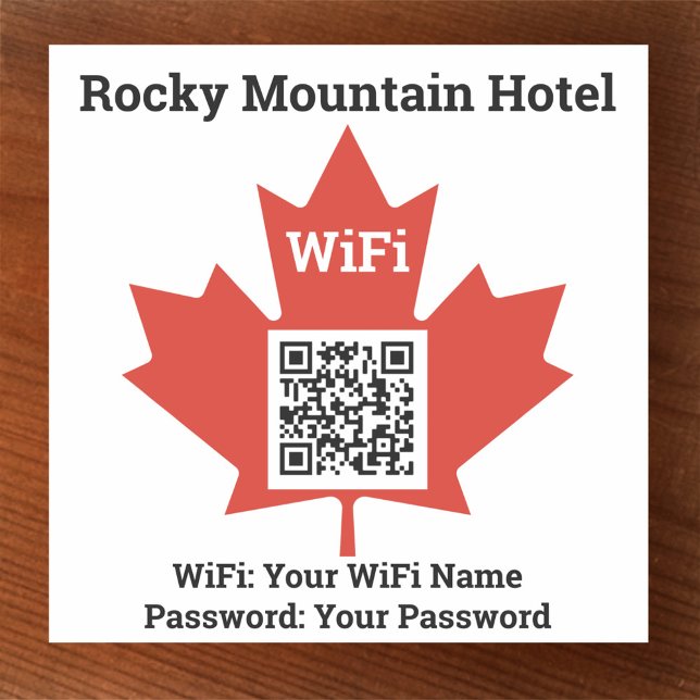 Adesivo Canadian Hotel Wifi Details Plus QR Code (Criador carregado)