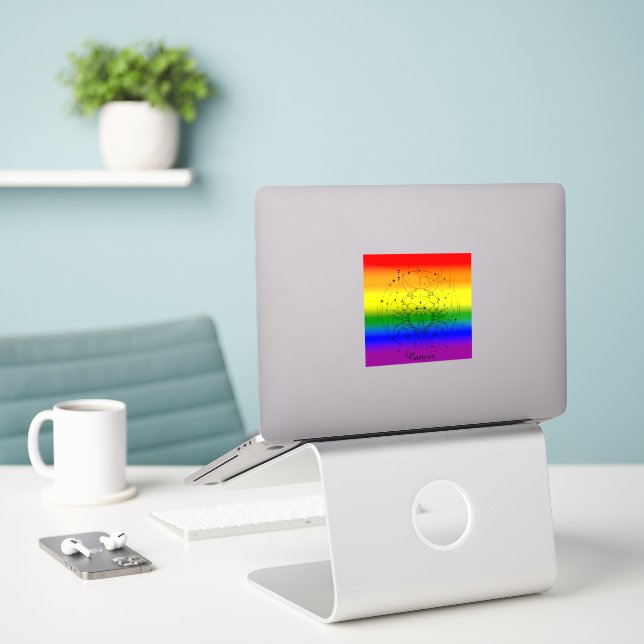 Adesivo Cancer Zodiac LGBTQ Orde Arco-Íris Design de Astro (Laptop na mesa)