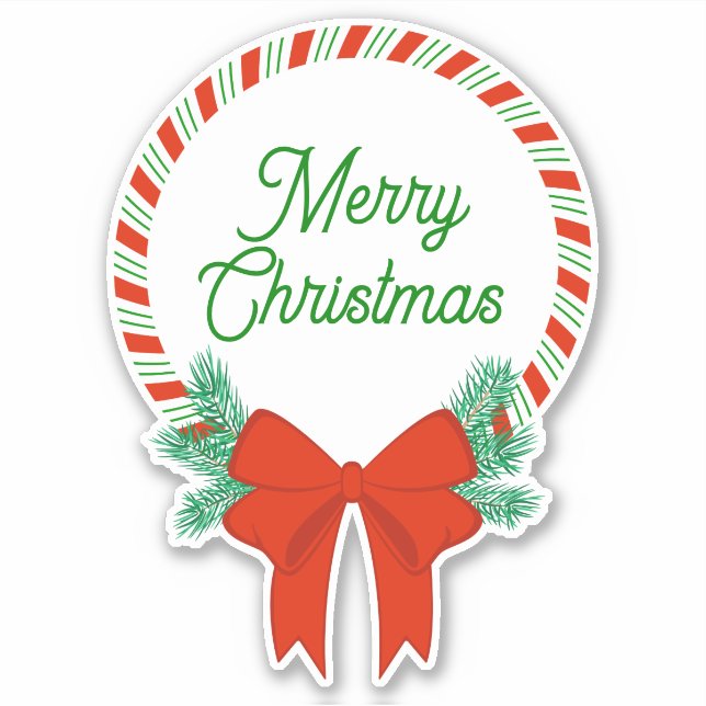 Adesivo Candy Cane Wreath de Natal Personalizado (Frente)