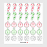 Adesivo Cane de Natal, Ornament, Símbolos Flocos de Neve<br><div class="desc">Esta design de Natal apresenta representações de canas doces coloridas,  vermelhas ou verdes,  ornamentos de árvores de Natal coloridos,  vermelhos ou verdes,  e flocos de neve cinzas coloridas. Estes podem ser divertidos de usar durante o Natal.</div>