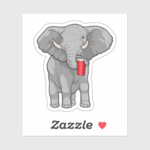 Adesivo Caneca de Bebendo elefante