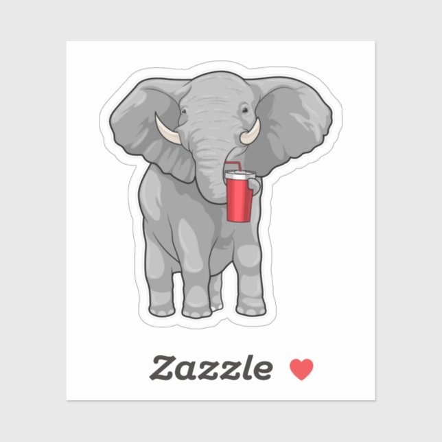 Adesivo Caneca de Bebendo elefante (Folha)