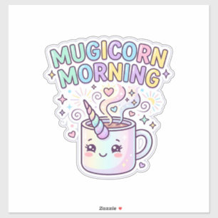 Adesivo Caneca Unicórnio Manhã Design Gráfico Zazzle Des