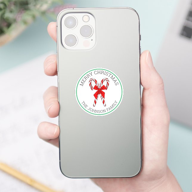 Adesivo Canes doces personalizados e Natal Arco (Telefone)