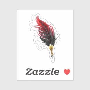 Adesivo Caneta de penas vermelhas com ninho de ouro