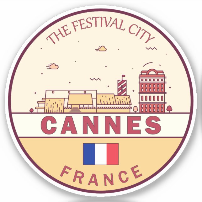 Adesivo Cannes France City Skyline Emblem (Frente)