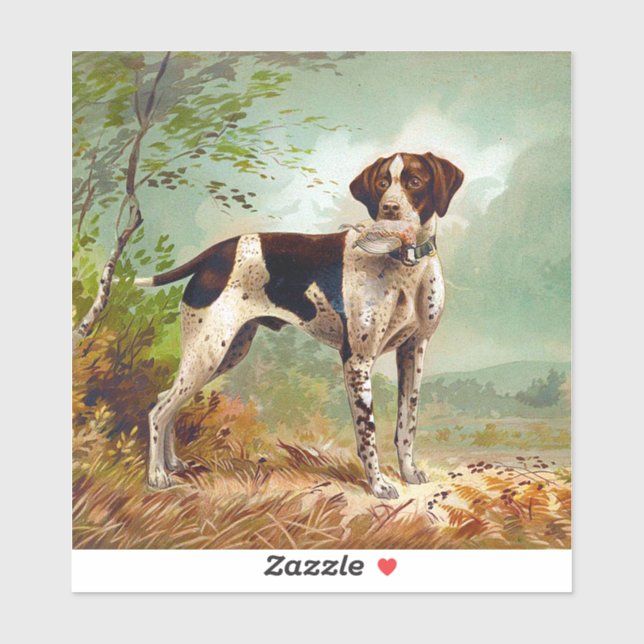 Adesivo Cão caçador com pássaro na boca (Folha)