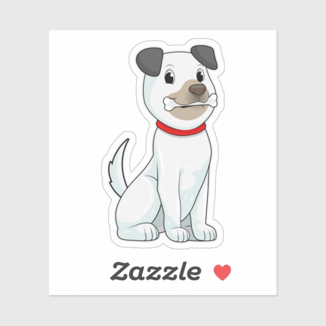 Adesivo Cão com Osso (Folha)