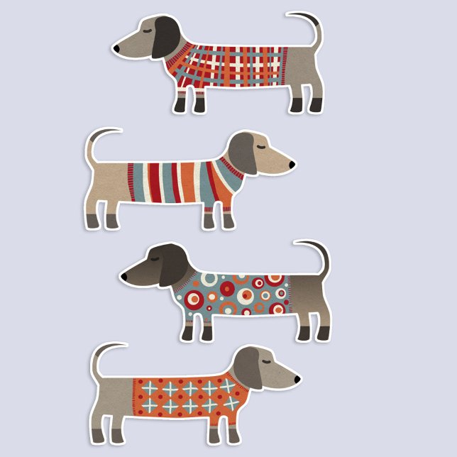 Adesivo Cão de Enchimento (Fun Dachshund Wiener Sausage Dog sticker set)