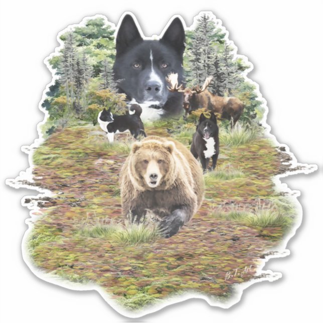 Adesivo Cão de Urso da Carélia     (Frente)
