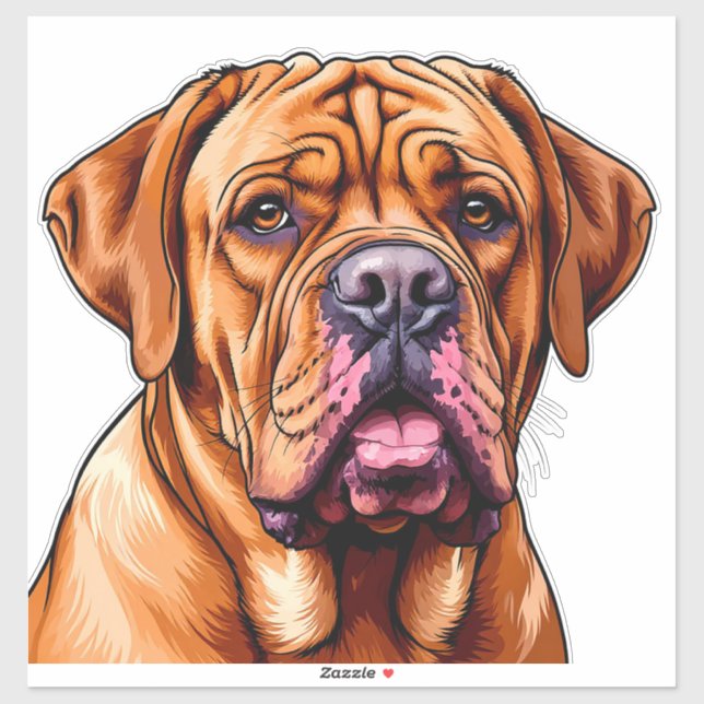 Adesivo Cão Dogue de Bordeaux (Folha)
