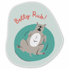 Adesivo cão engraçado "barriga-esfregada" ilustrado com re