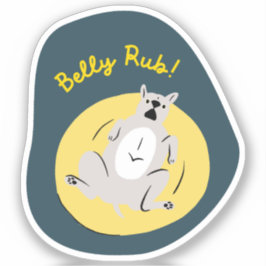 Adesivo cão engraçado "belly rub" ilustrado com retrato do