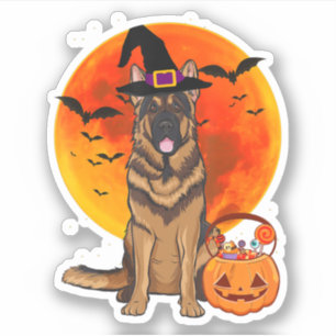 Adesivo Cão German shepherd de Halloween Jack Lanterna Pum