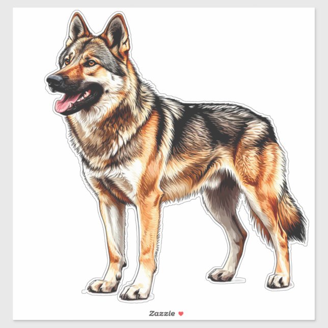 Adesivo Cão Lobo Checoslovaco (Folha)