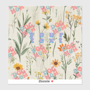 Adesivo cão mãe floral