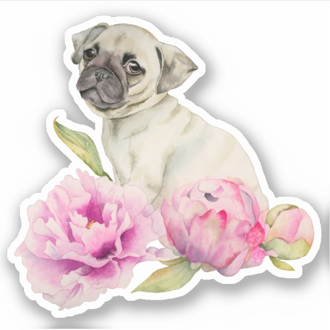Adesivo Cãozinho Cãozinho Rosa Floral (Frente)