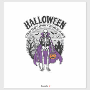 Adesivo Capa engraçada de Halloween de esqueleto citação d
