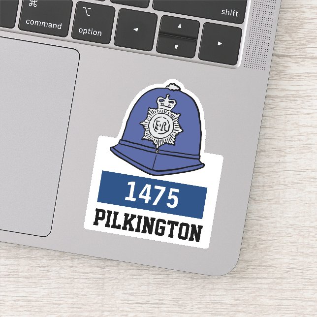 Adesivo Capacete de Agente de Polícia com Nome e Número (Detalhe)