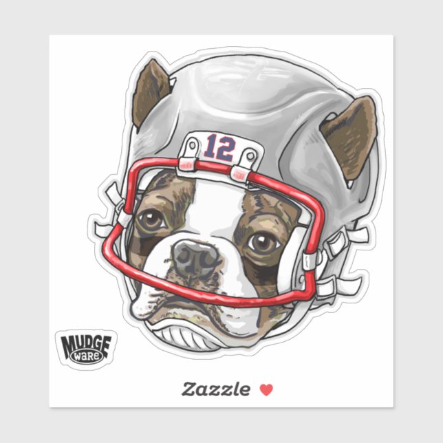 Adesivo Capacete de Futebol de Boston Terrier 12 (Folha)