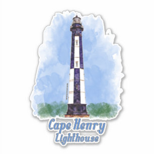Adesivo Cape Henry Lighthouse Watercolor - Virgínia