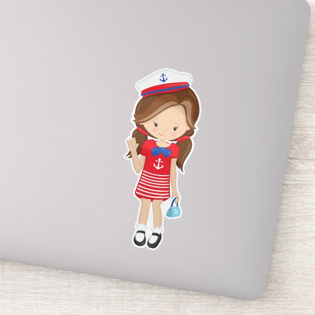 Adesivo Capitão de Barco, Capitão, Cabelo Marrom, Garota B (Detalhe)