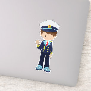 Adesivo Capitão de Barco, Capitão, Garoto Bonito, Cabelo M