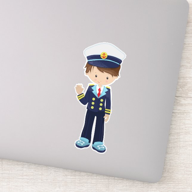 Adesivo Capitão de Barco, Capitão, Garoto Bonito, Cabelo M (Detalhe)