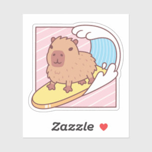 Adesivo Capivara Fofa Surfando Em Prancha De Surfe