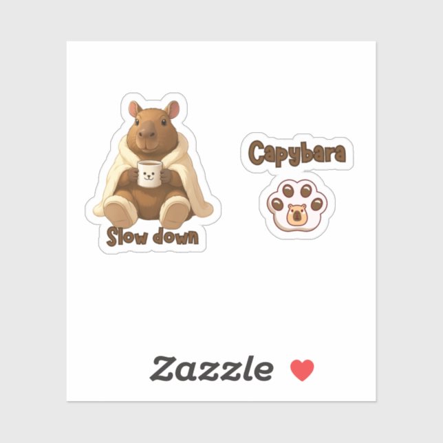 Adesivo Capivara Relax tomando chá de pantufas (Folha)