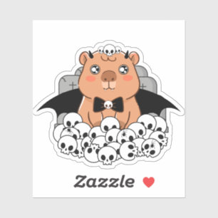 Adesivo Capivara Vampira Kawaii - Cemitério Assustador