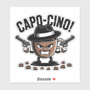 Adesivo Capo-cino! Gângster de Café com Pistola Dupla