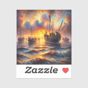 Adesivo Captura de peixes da pesca em Sunset