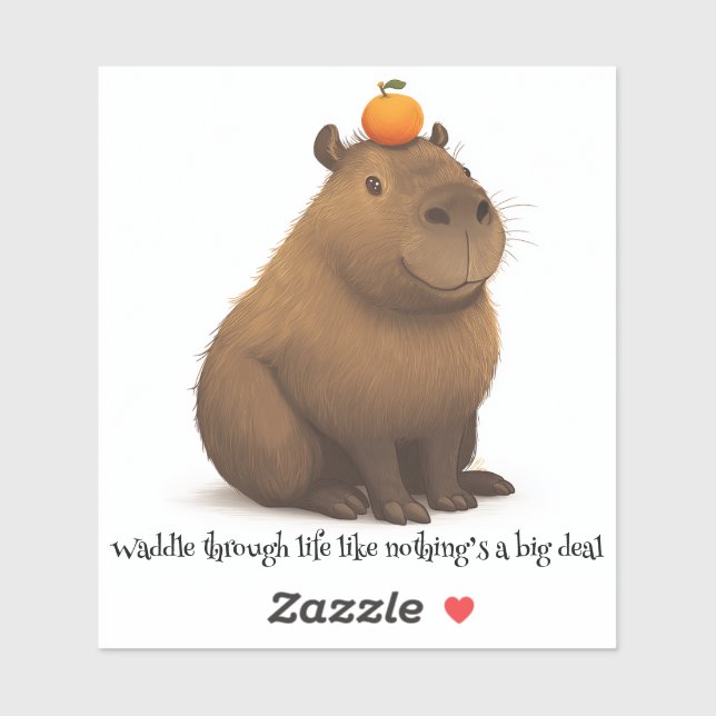 Adesivo Capybara com laranja na cabeça Sticker (Folha)