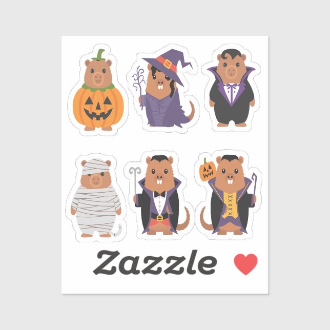 Adesivo Capybara Halloween Stickers (Folha)
