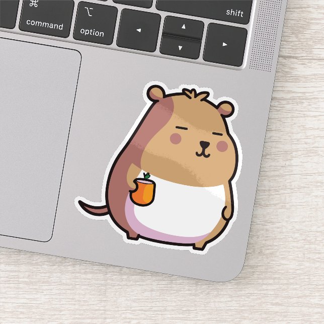 Adesivo Capybara segurando pausa de café (Detalhe)