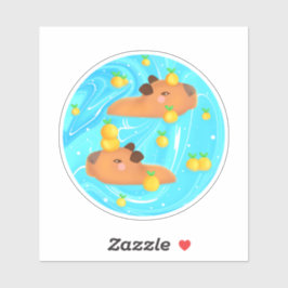 Adesivo Capybaras Em Água Com Laranjas