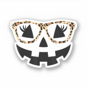 Adesivo Cara De Abóbora Halloween Com Óculos-Leopardo