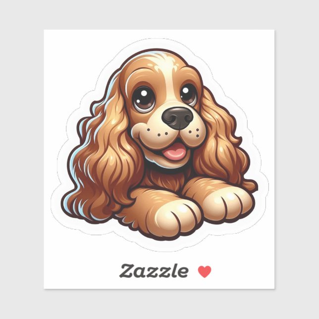 Adesivo Cara de Cachorrinho Cocker Spaniel Chibi Fofa (Folha)