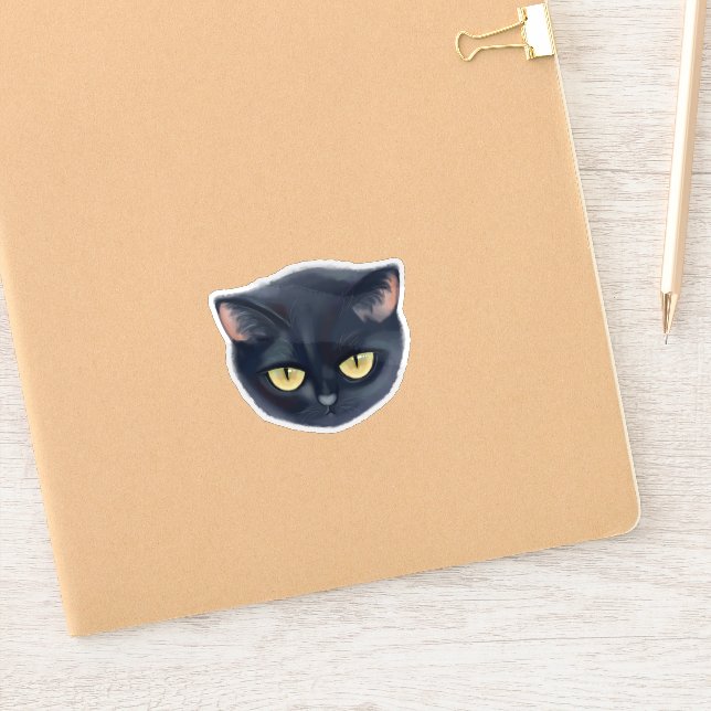 Adesivo Cara de Gato Preto Fofa (Notebook)