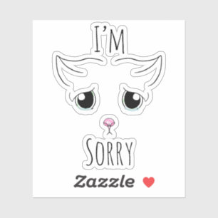 Adesivo Cara de Gato Triste - Sinto muito por vinil com co