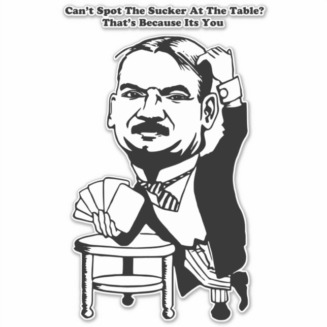 Adesivo cara jogando pôquer casino suker cita arte (Frente)