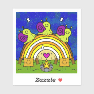 Adesivo Caracóis-Cachorros Cruzando Log Do Arco-Íris Queda