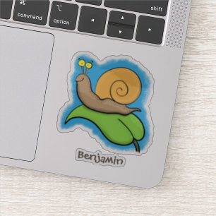 Adesivo Caracol bonito e feliz numa ilustração de desenh