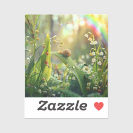 Adesivo Caracol com orvalho na grama